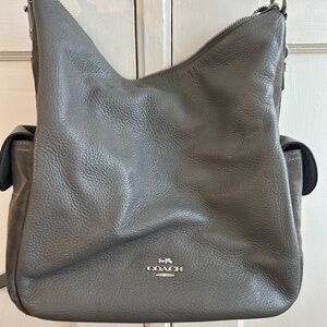 Coach gray leather/suede crossbody